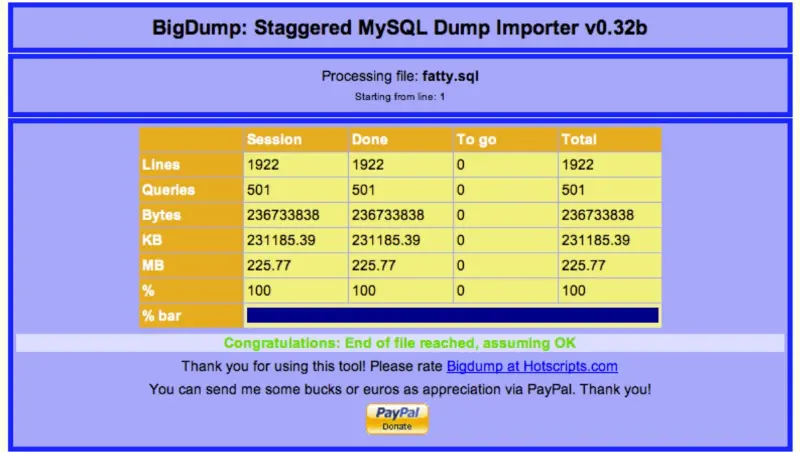 How to Import Database with BigDump