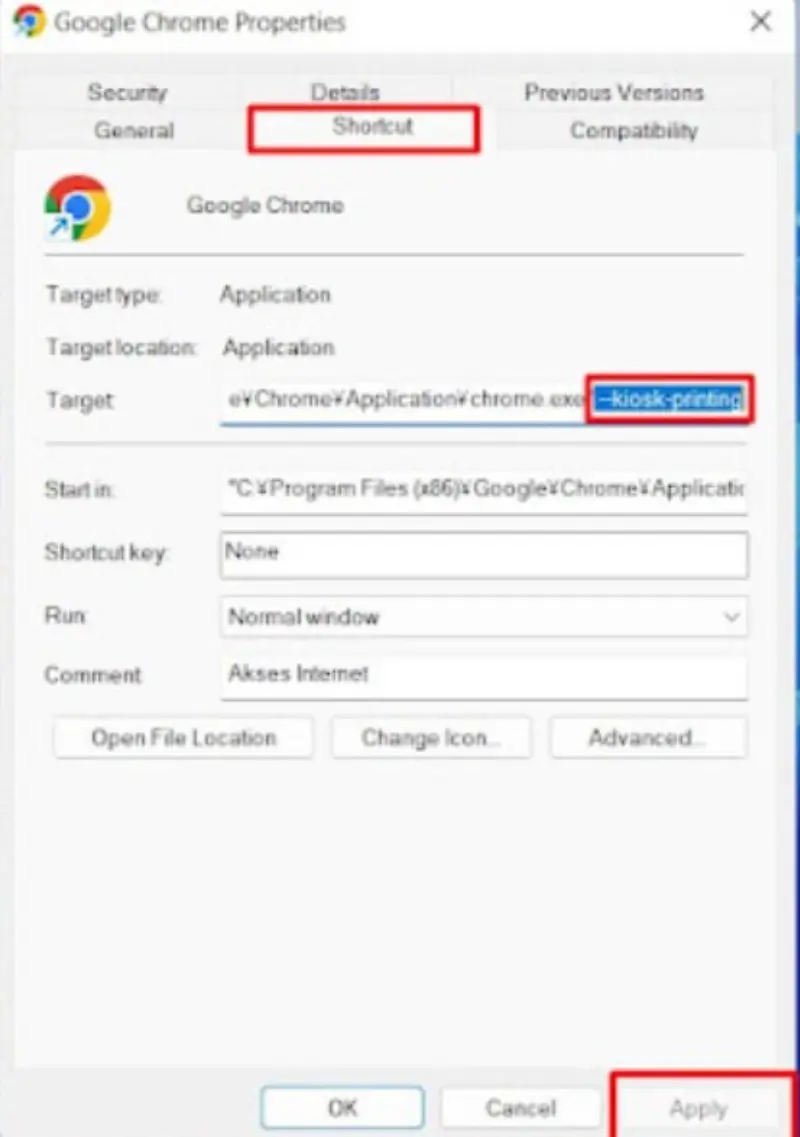 Make Direct Print without Print Preview in Google Chrome